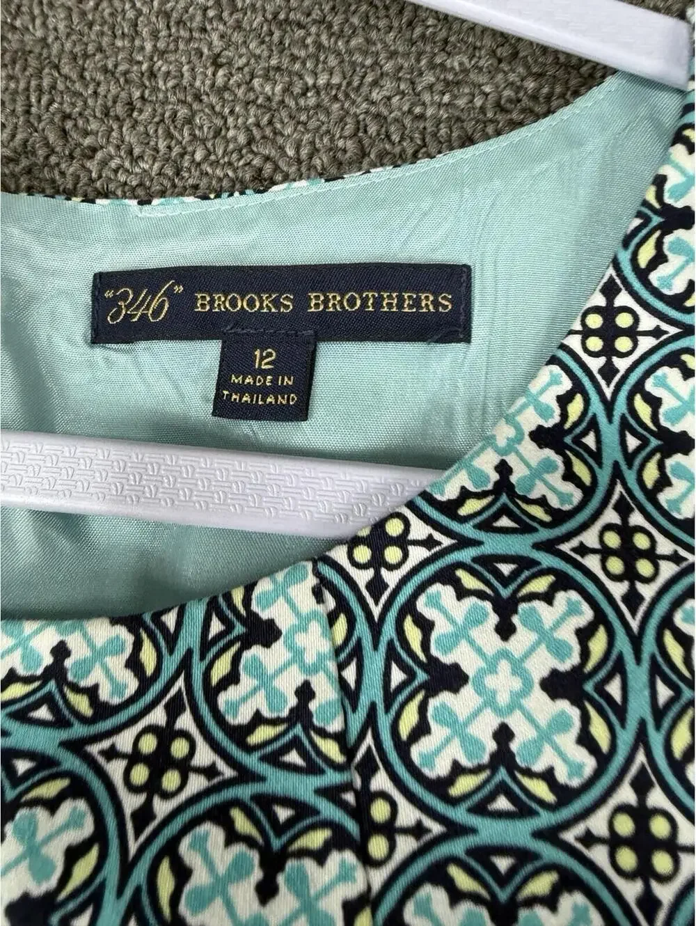 Brooks Brothers 346 Women's 12 Blue Sleeveless Geometric/Floral Dress Preppy - Picture 3 of 7